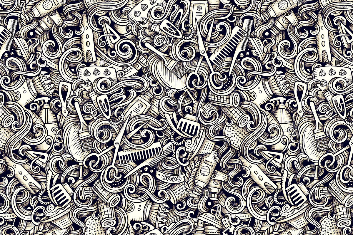 Hairstyle Graphic Doodle Patterns, a Pattern Graphic by BALABOLKA (Photo 4 of 6)