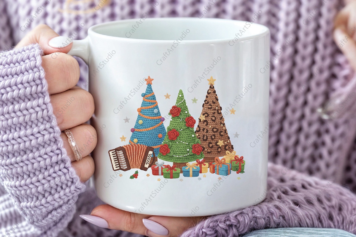 Christmas Trees Faux Yarn PNG, an Illustration by CraftArtStudio (Photo 3 of 4)