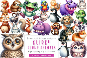 Quirky Funny Animals Sublimation, an Illustration by CreationArt