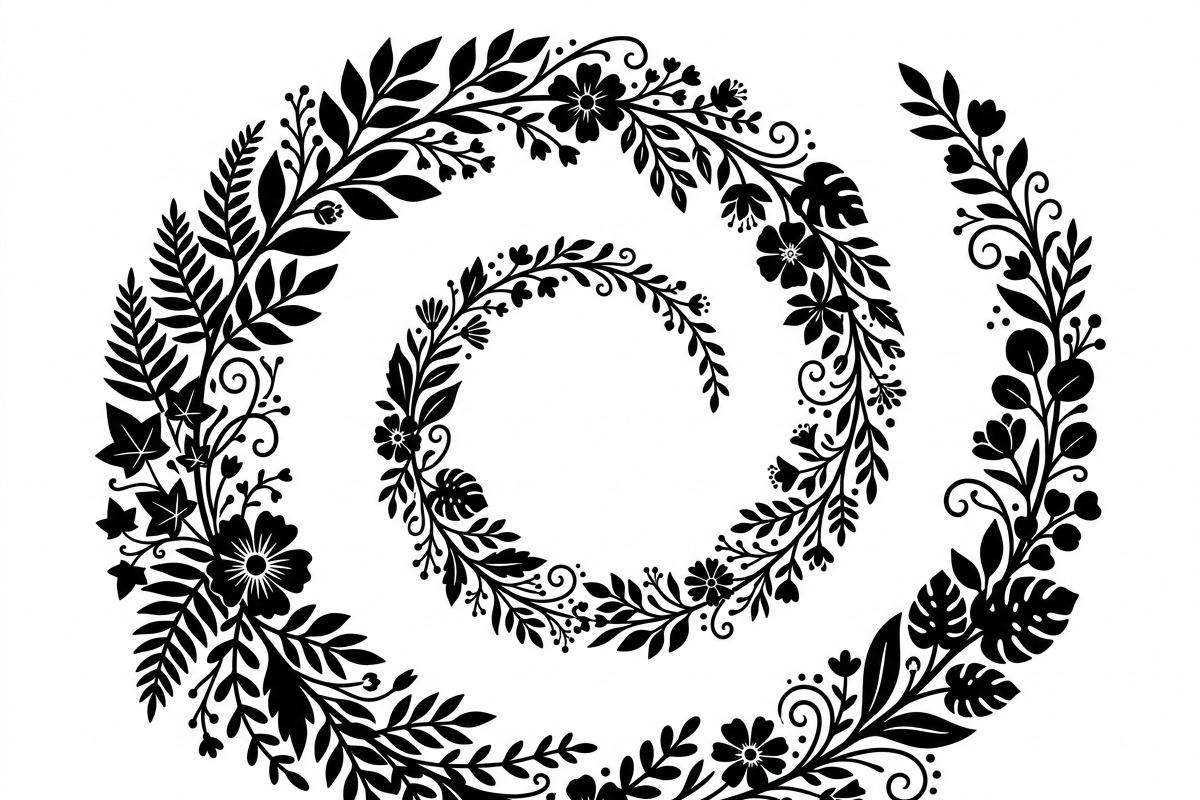 50 Elegant Floral Leaf Spiral Frame, a Decorative Illustration by Amazin_art (Photo 14 of 25)