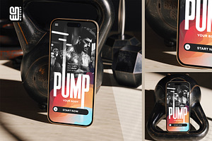 Smartphone with Dumbbells Mockup, an iPhone Mockup by SD Mockup