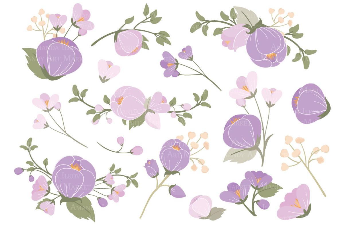 Lavender Flower Clipart & Vectors, an Illustration by Amanda Ilkov (Photo 2 of 3)