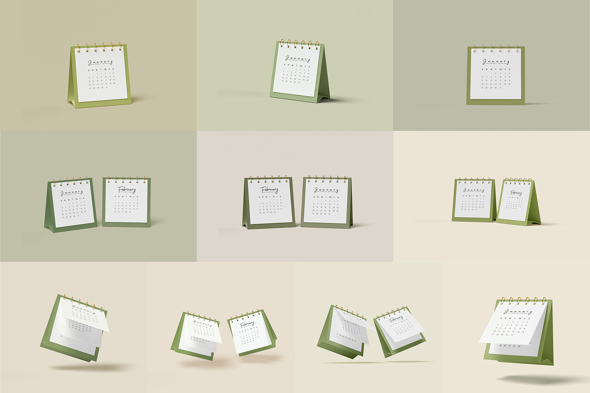 Set of rectangle calendar mockup, a Product Mockup by mockupocka (Photo 2 of 12)