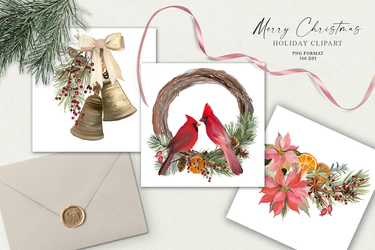 Christmas holiday clipart, a Seasonal Illustration by Vasmila (Photo 2 of 12)