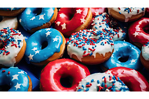 platter red white and blue donuts ai, a Holiday Photo by pikepicture