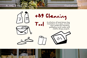 +89 Cleaning Tool Illustration Pack, an Object Illustration by The Journey Atelier