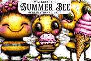 Funny Summer Bee Clipart, a Seasonal Illustration by Designking (Thumbnail 5 of 5)