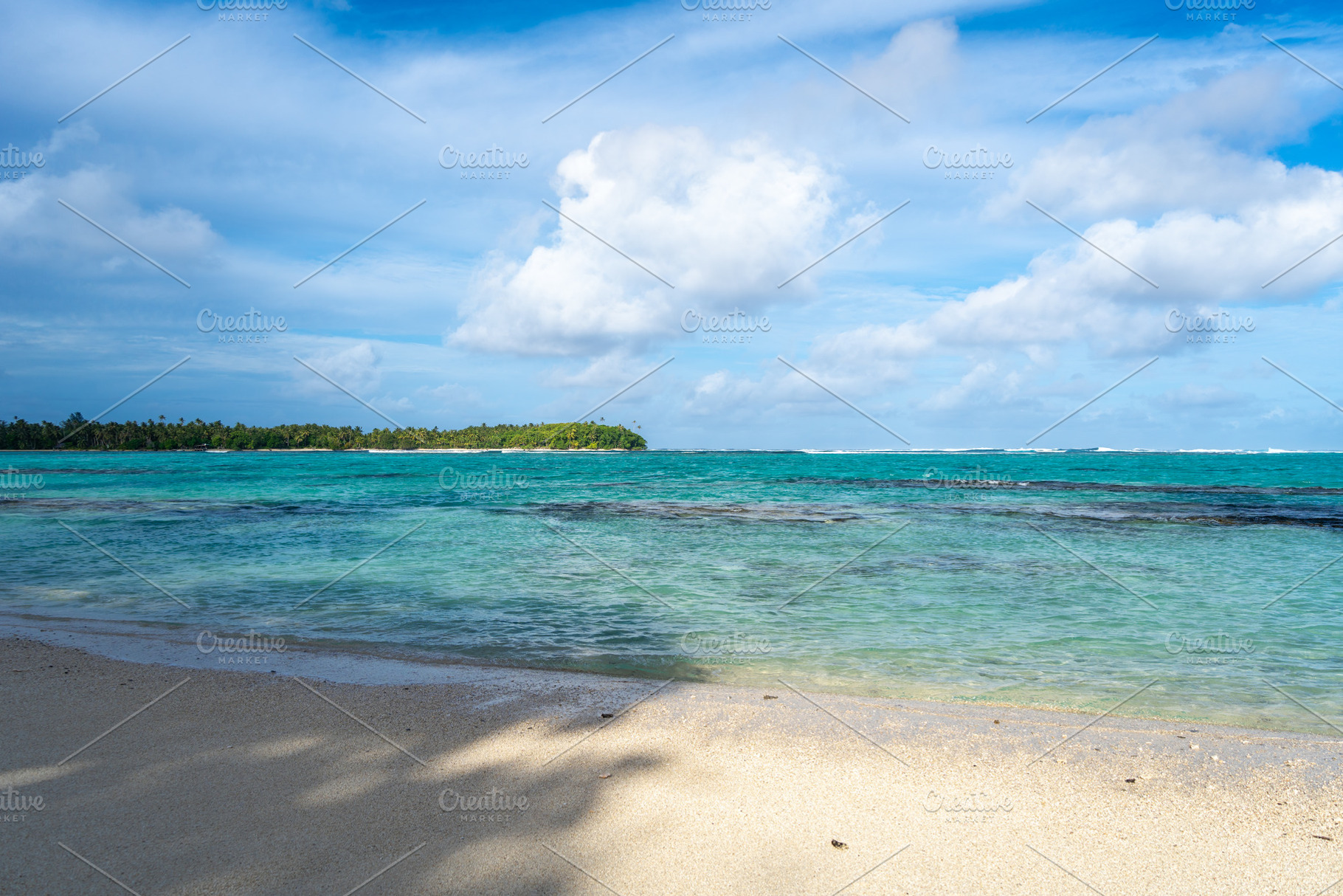 Anini Marae Beach on Huahine, French Polynesia, with turquoise w, a Nature Photo by GoodGoods