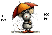 Whimsical Spring Rainy Mouse, an Animal Illustration by GiraffeCreative (Thumbnail 20 of 20)