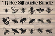 Bee Silhouette Bundle, a Background Graphic by Creativeshirt (Thumbnail 1 of 18)