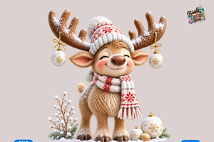 Snowy Christmas Baby Reindeer