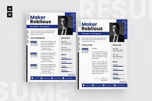 Blue Background Resume CV, a Resume Template by iDoodle Studio
