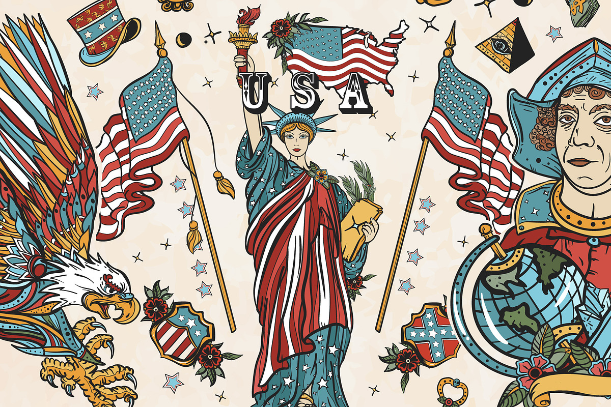 USA old school tattoo, a Background Graphic by intueri (Photo 1 of 8)