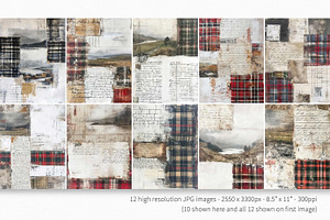 Scottish Tartan Collage Paintings