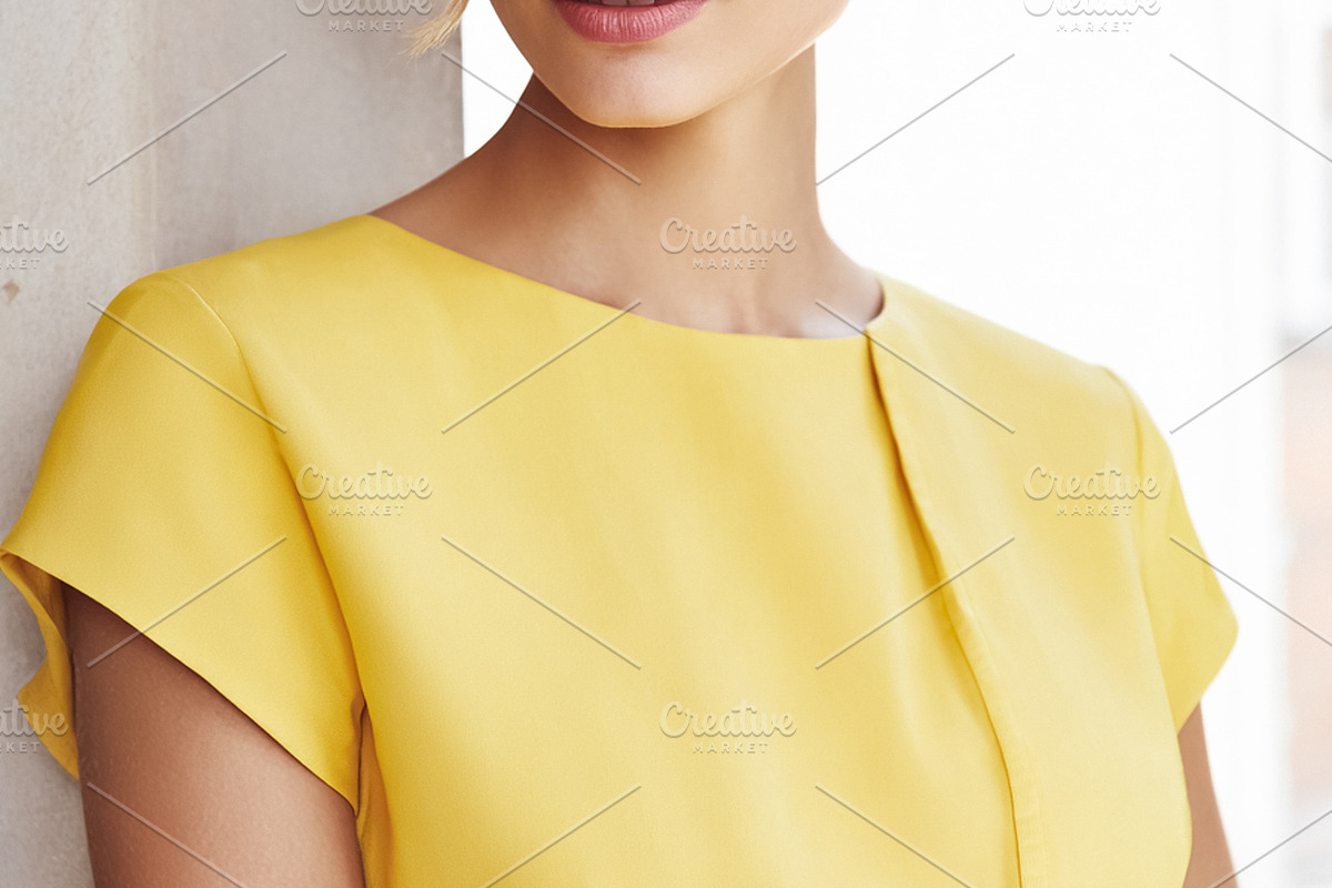 Elegant blonde woman posing in yellow dress with blue eyes and g, a Beauty & Fashion Photo by Studio ANNA (Photo 2 of 2)