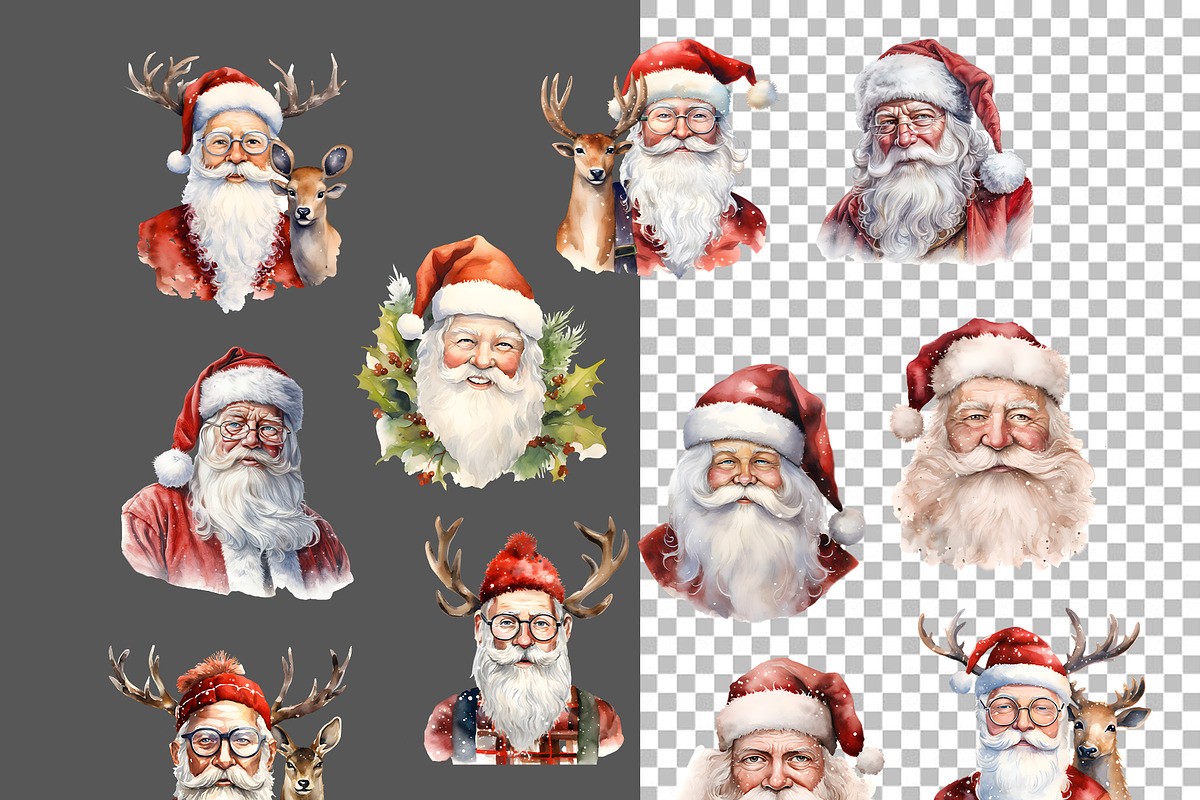 Santa Claus Clipart Bundle, a Seasonal Illustration by Vasmila (Photo 5 of 6)