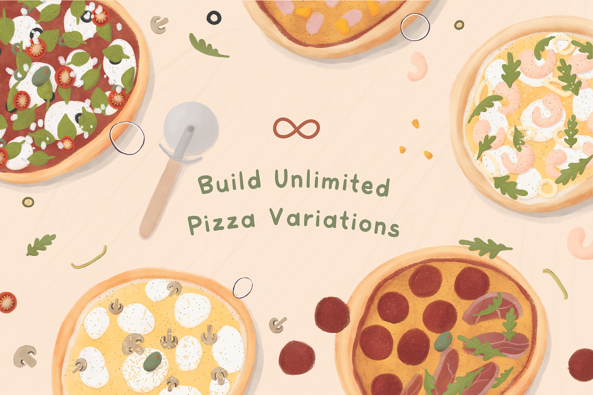 Pizza Builder Kit – Illustrated, a Food Illustration by Jelena Sardi (Photo 2 of 9)