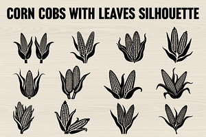 Corn Cob Silhouette Bundle, an Illustration by jahid234