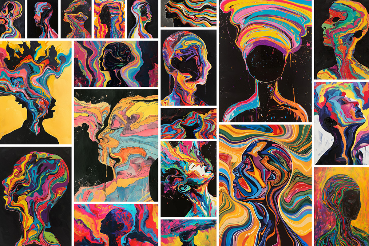 74 Paint splash faces, a Person Illustration by Handmadefont (Photo 4 of 12)