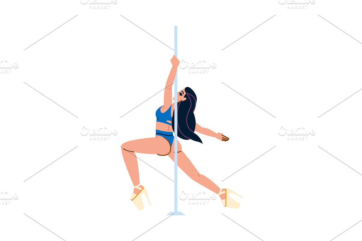Exotic dancer performing on pole, a Sport Illustration by pikepicture
