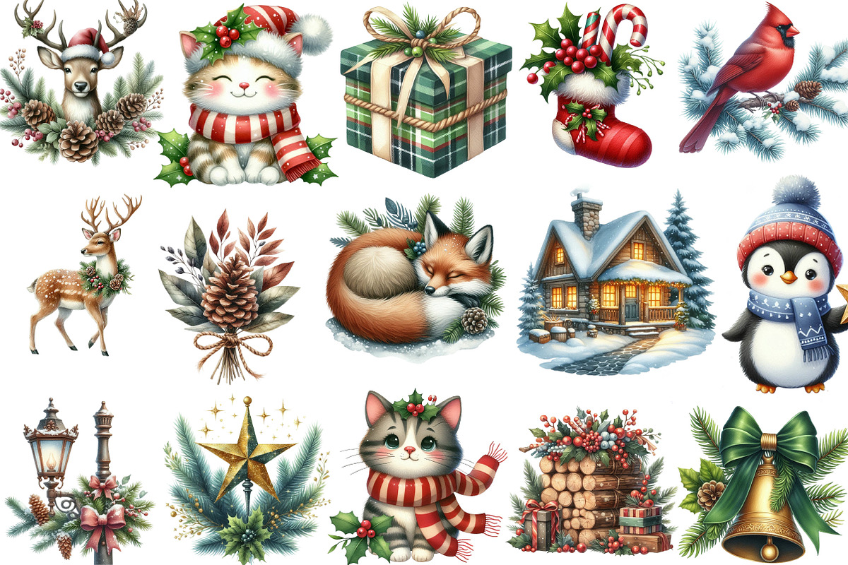 Green Christmas Winter Clipart, an Illustration by Designking (Photo 2 of 5)