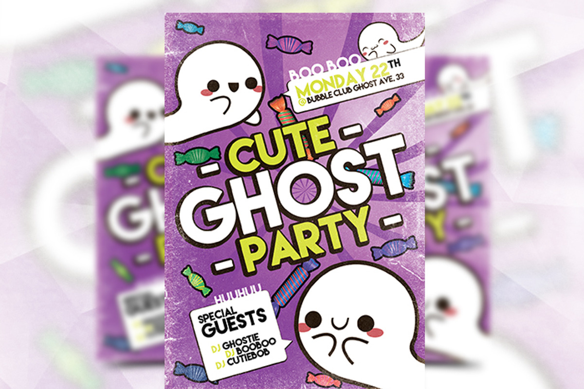Cute Ghost Party - Flyer Template, a Flyer Template by Flyermarket (Photo 2 of 3)