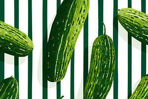 Fresh green cucumbers on a bold, a Food & Drink Photo by MistyDay