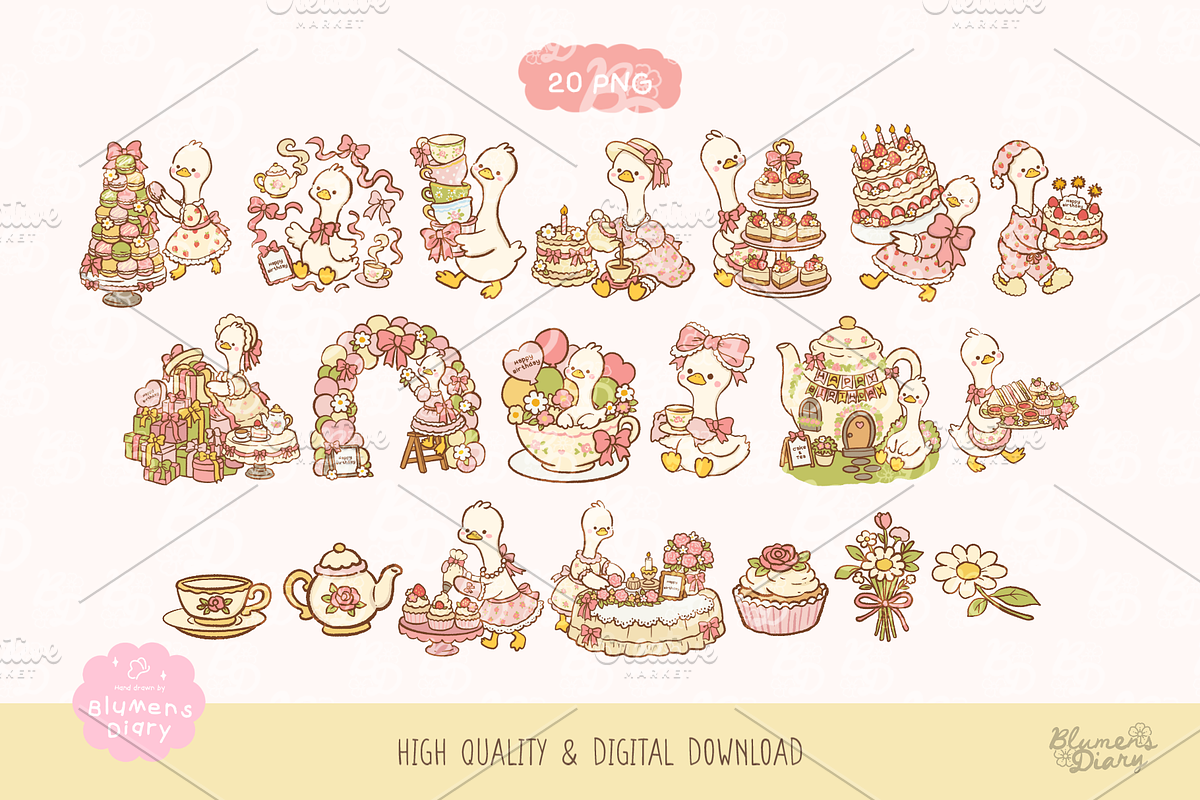 Silly Goose Louie Clipart Bundle, an Animal Illustration by Blumensdiary (Photo 3 of 12)
