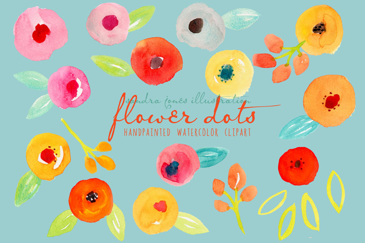 Watercolor Abstract Flowers Dots, an Illustration by Sandra Jones Art (Photo 2 of 4)