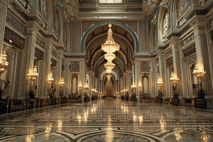 Grand hall with chandeliers, a Photo by Pavel_design