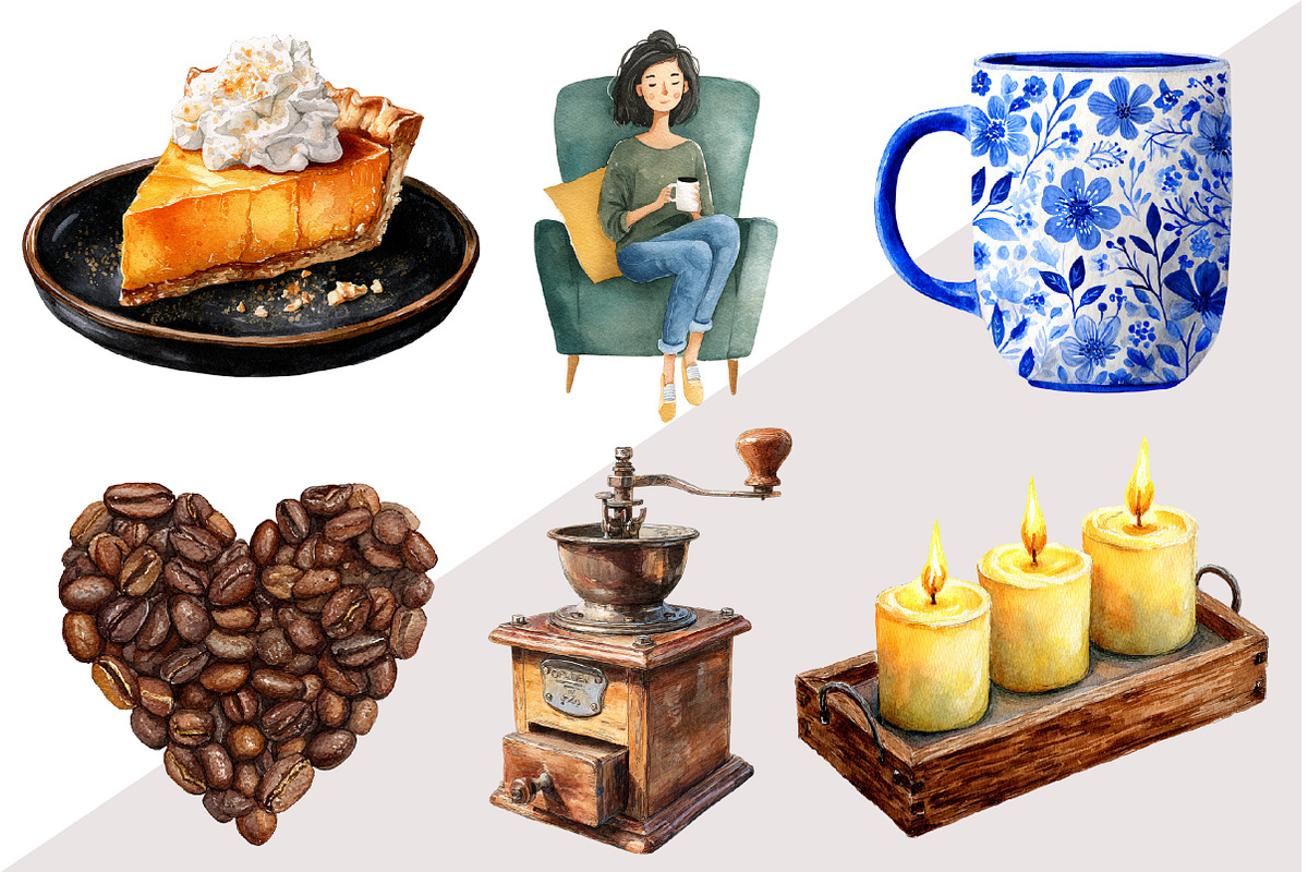 Watercolor Coffee Clipart, an Illustration by Design Market (Photo 3 of 3)