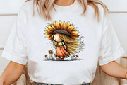 Whimsical Sunflower Girl Clipart, a Seasonal Illustration by Designworld (Thumbnail 7 of 9)