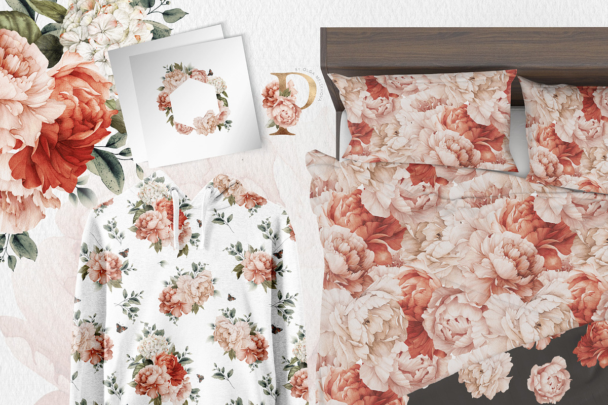Watercolor Floral Bundle, a Texture Illustration by ollalya (Photo 64 of 112)