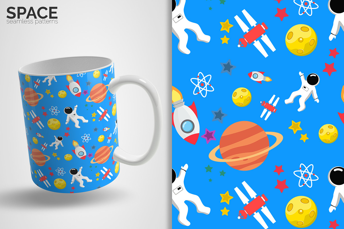 Space Seamless Patterns, a Pattern Graphic by 3Y_Design (Photo 5 of 5)