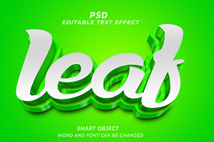 Leaf PSD 3d Editable Text Effect