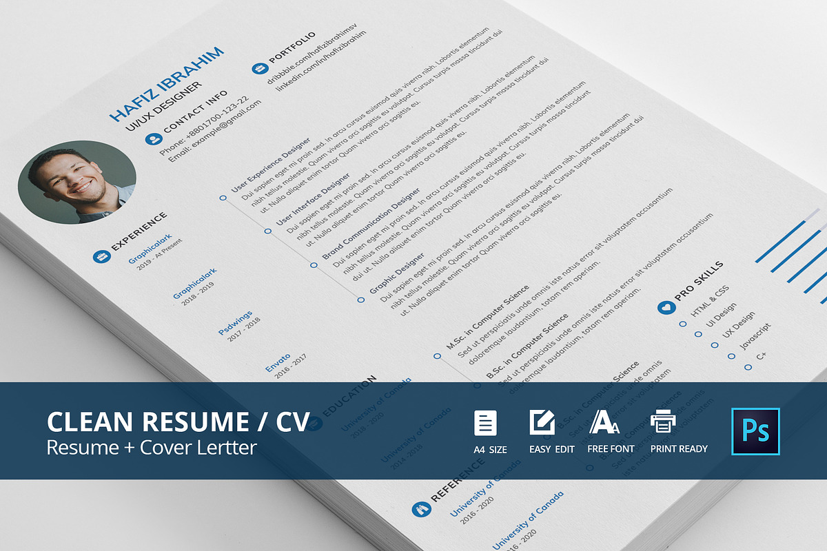 Clean Resume/CV, a Resume Template by Graphicalark (Photo 1 of 3)