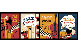 Musical instruments cards. Jazz, an Illustration by YummyBuum