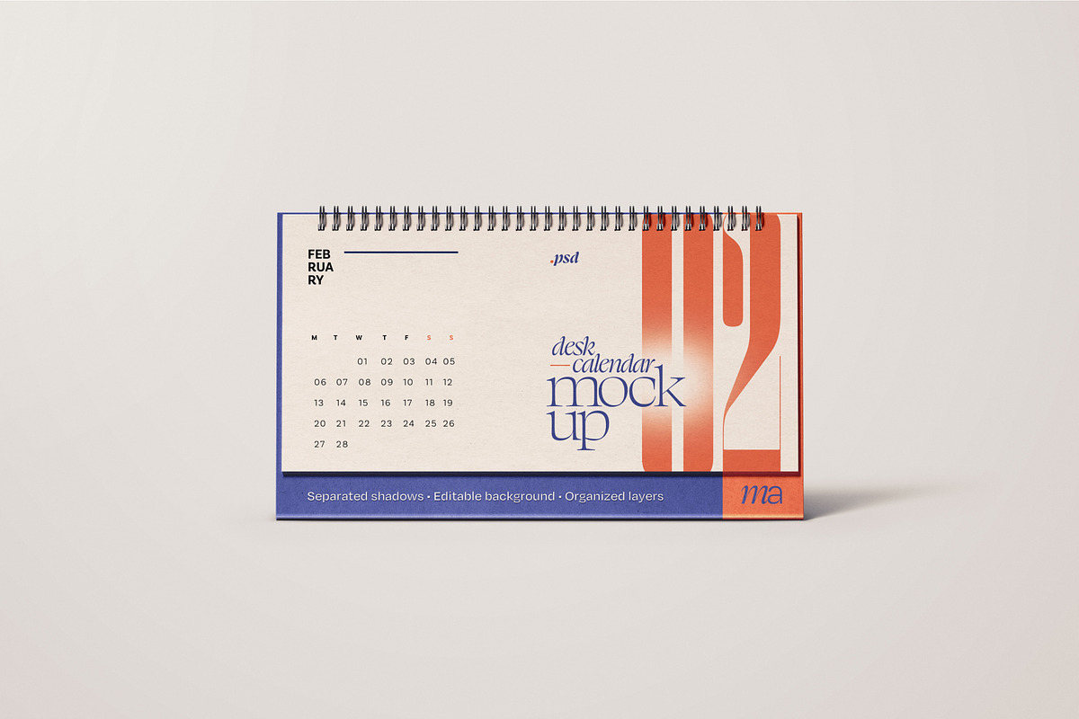 Horizontal Desk Calendar Mockup Set, a Print Template by mockupatelier (Photo 5 of 10)