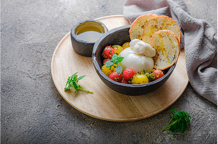 Buratta cheese with cherry tomatoes