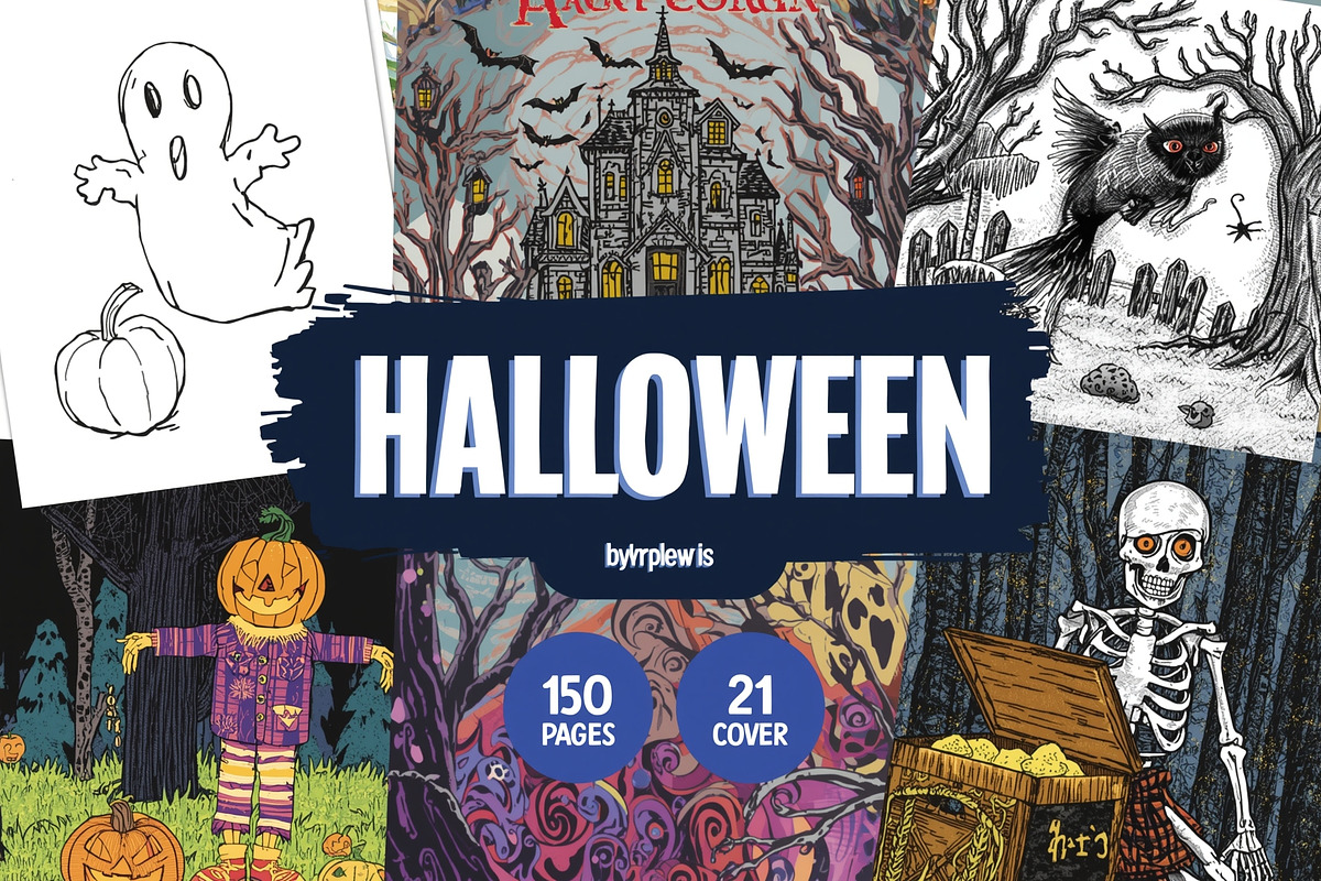 Halloween Coloring Book Bundle, an Illustration by Designs_River (Photo 1 of 26)