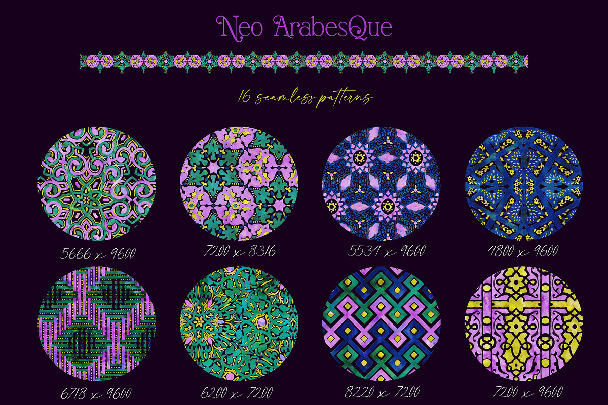 Neo Arabesque: patterns & borders, a Pattern Graphic by Mona Ahmed (Photo 3 of 15)