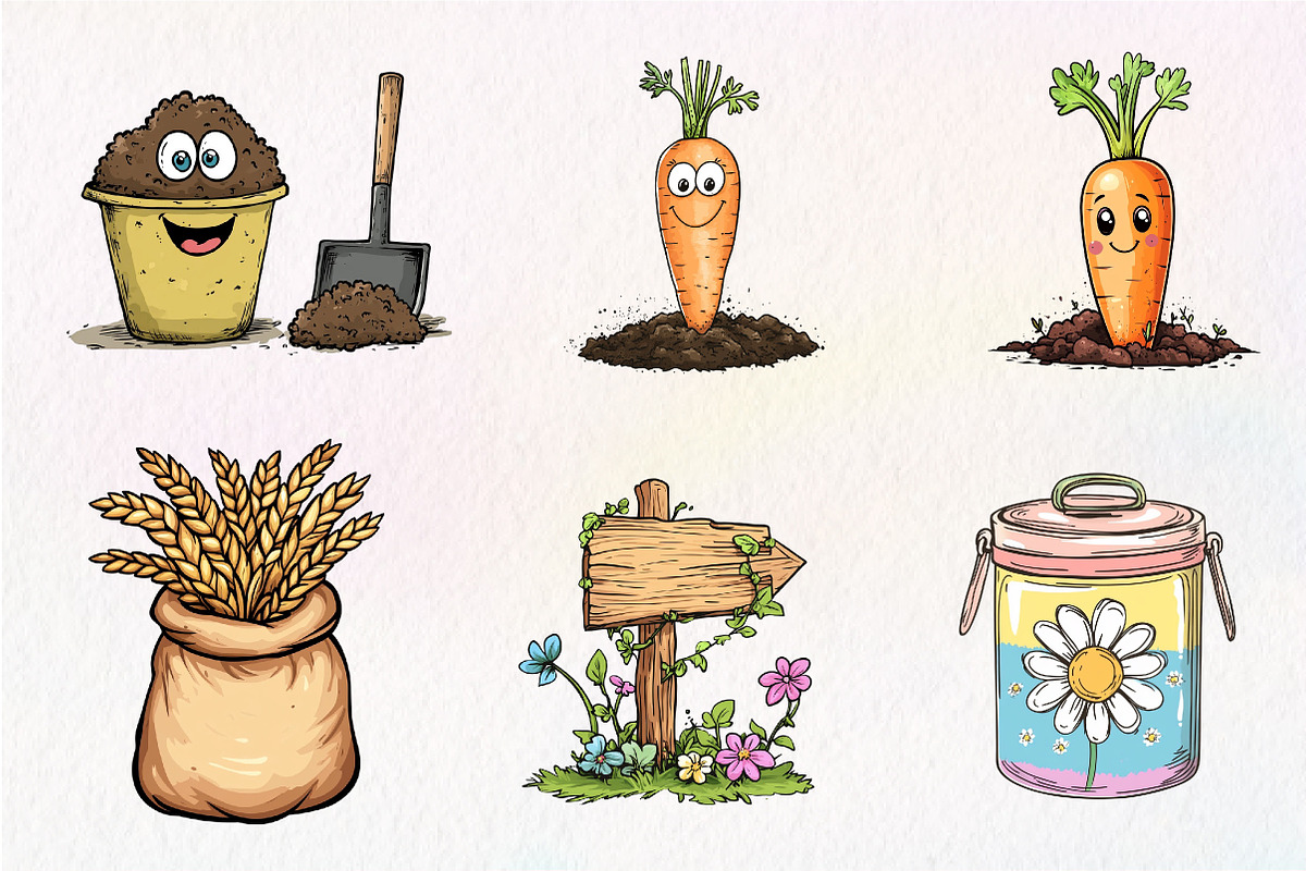 Watercolor Cute Little Farm Clipart, an Illustration by CreationArt (Photo 7 of 9)