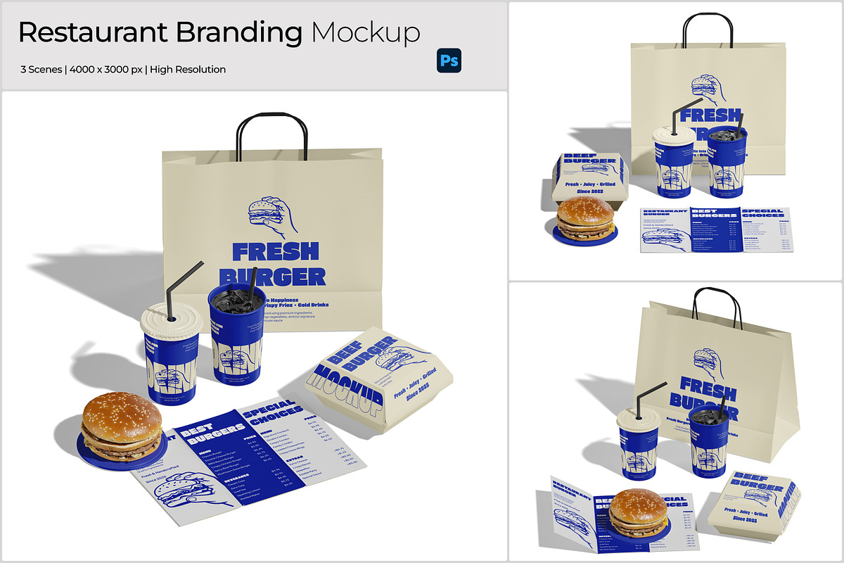 Restaurant Branding Mockup, a Packaging Mockup by Bartama Graphic (Photo 1 of 5)