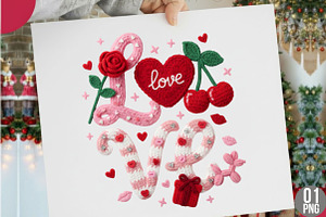 Faux Yarn Crochet Love Png, an Illustration by Designking