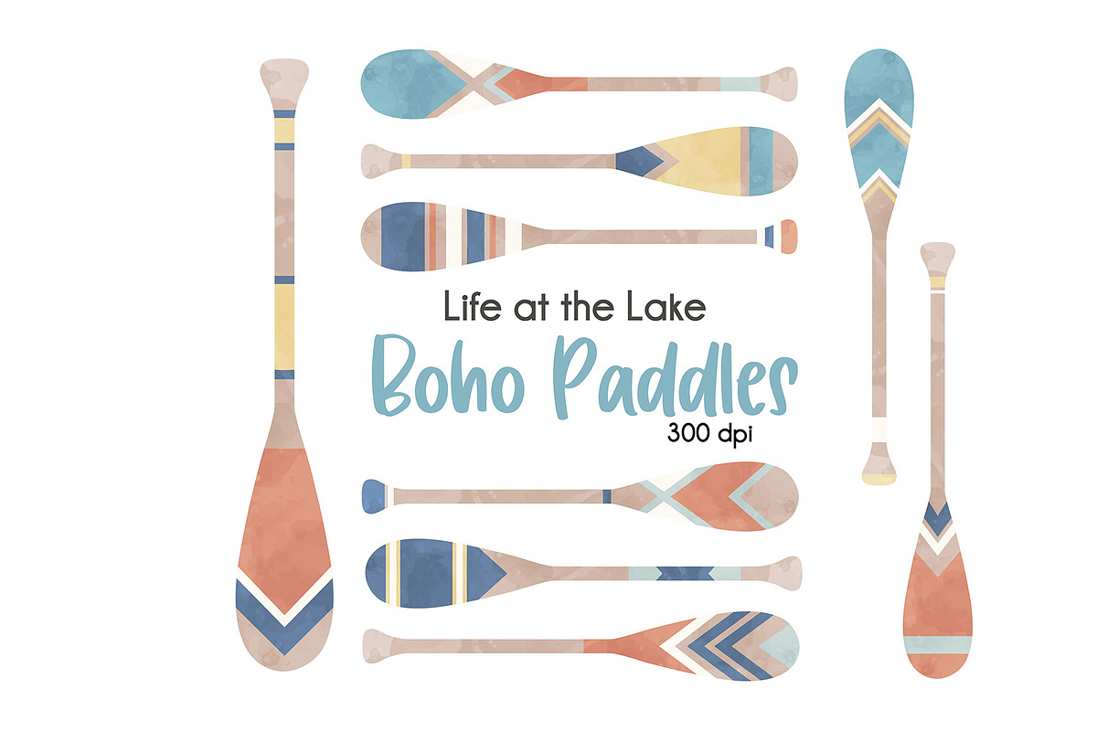 Boho Lake Paddles Clip Art Set, an Illustration by SugarPickle Clip Art (Photo 2 of 2)