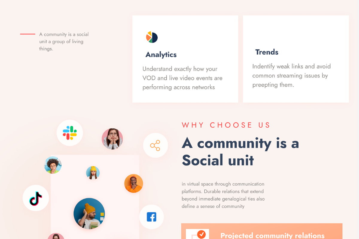 Community conceptual landing page, a Landing Page Template by FoxStore (Photo 3 of 6)