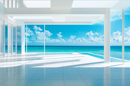 Futuristic Luxury Villa with Infinity Pool and Ocean View, an Abstract Photo by Natalia Klenova's Shop
