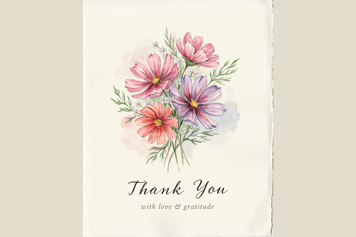 Cosmos Watercolor Floral Clipart, a Decorative Illustration by ForhadGFX (Photo 15 of 15)