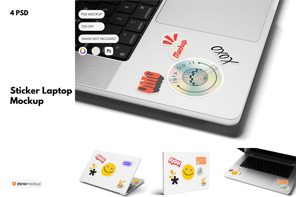 Sticker Mockup on Laptop, a Wearable Device Mockup by DSNA Mockup (Photo 1 of 5)