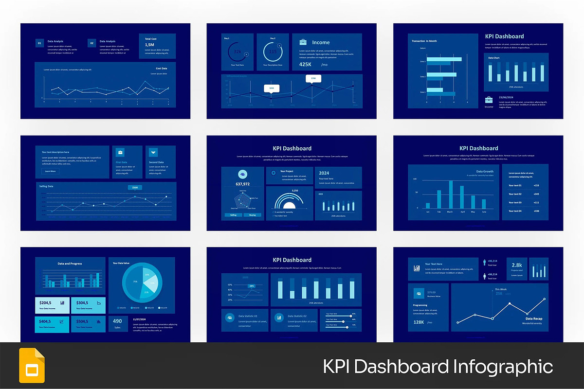 KPI Dashboard Google Slides, PPoint, a Presentation Template by Fit-tee (Photo 1 of 4)